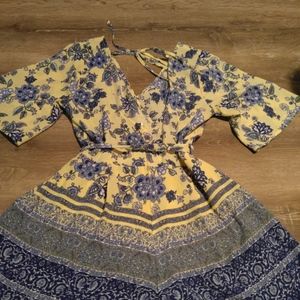 Yellow and Blue Floral Romper